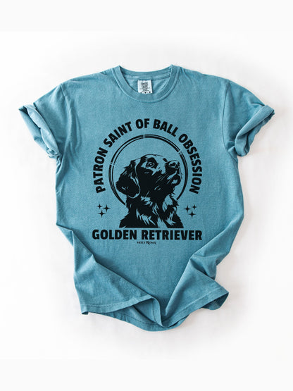 Patron Saint of Ball Obsession - Golden Retriever Tshirt